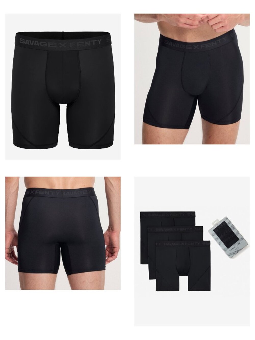 3-Pack Savage x Fenty Shadow Fit Boxer Briefs Black Size S